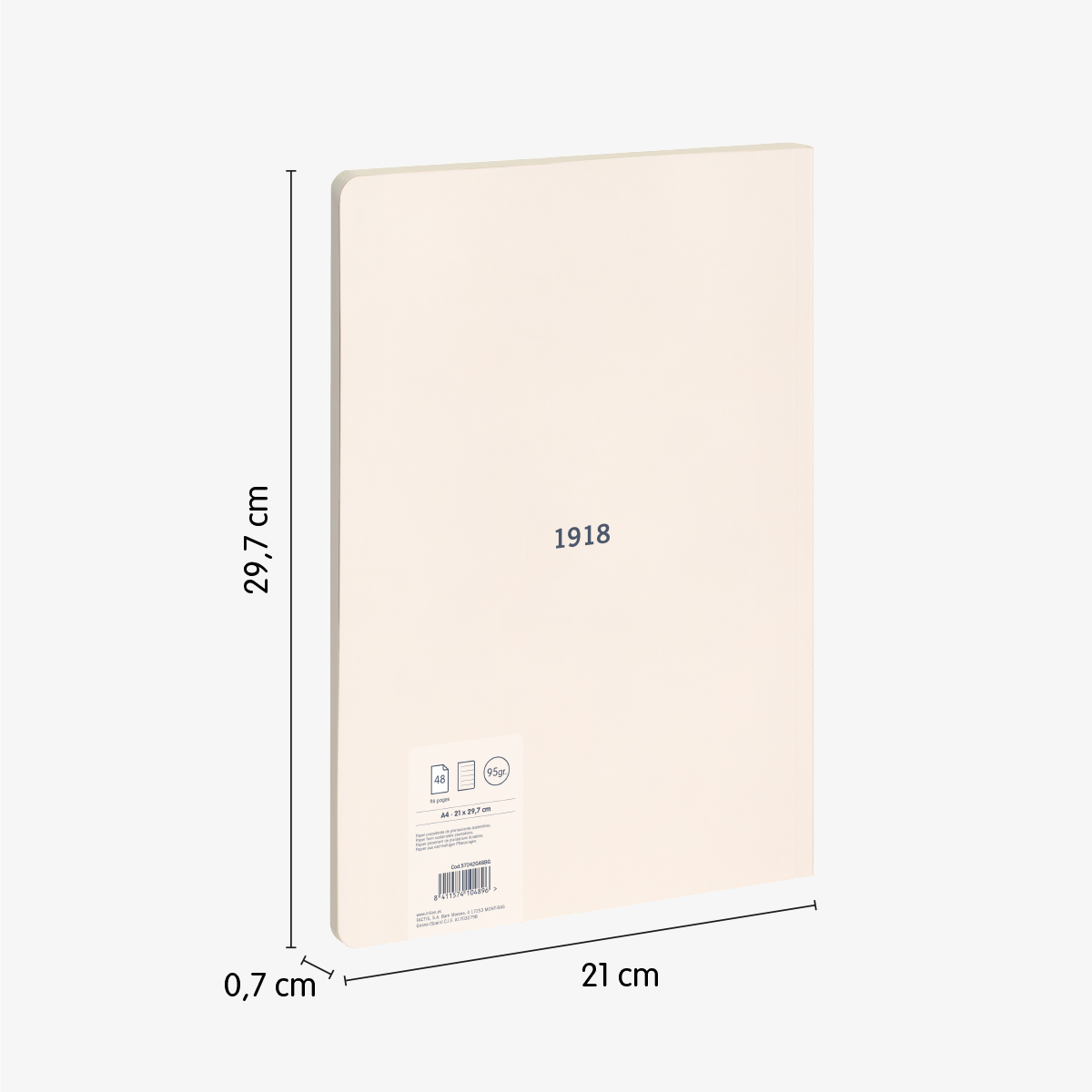 Libreta A4 encolada, papel líneas 7 mm, 48 hojas de 95 gr/m², 430 since 1918