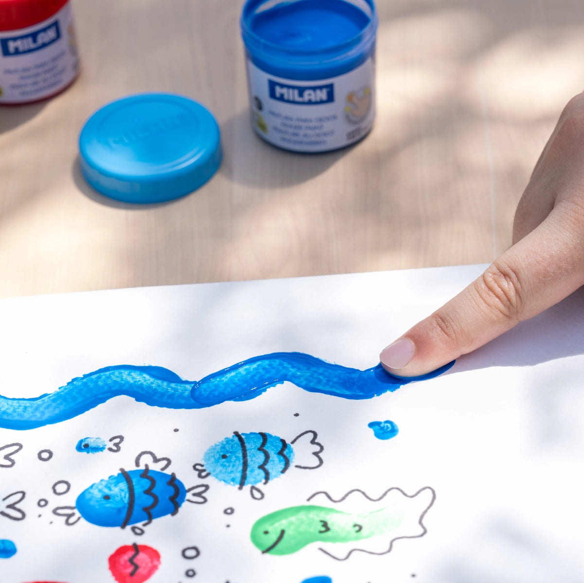 6 pinturas para dedos de colores (caja 6 tarros de 40 ml)