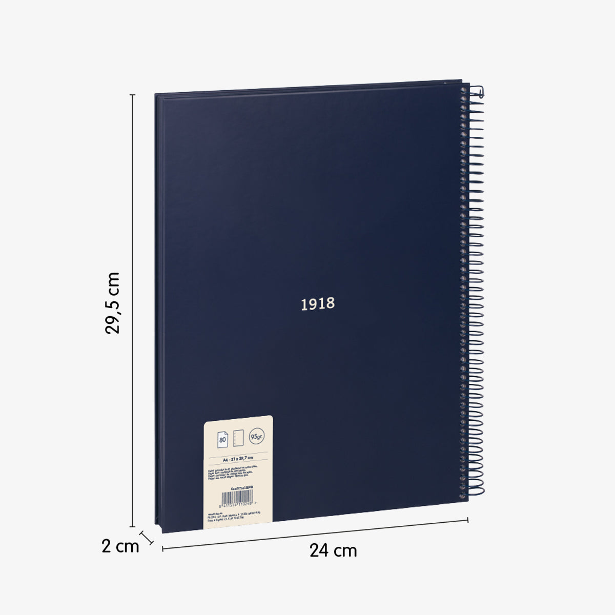 Cuaderno A4 con espiral y tapa dura, 80 hojas papel liso de 95 gr/m², 430 since 1918
