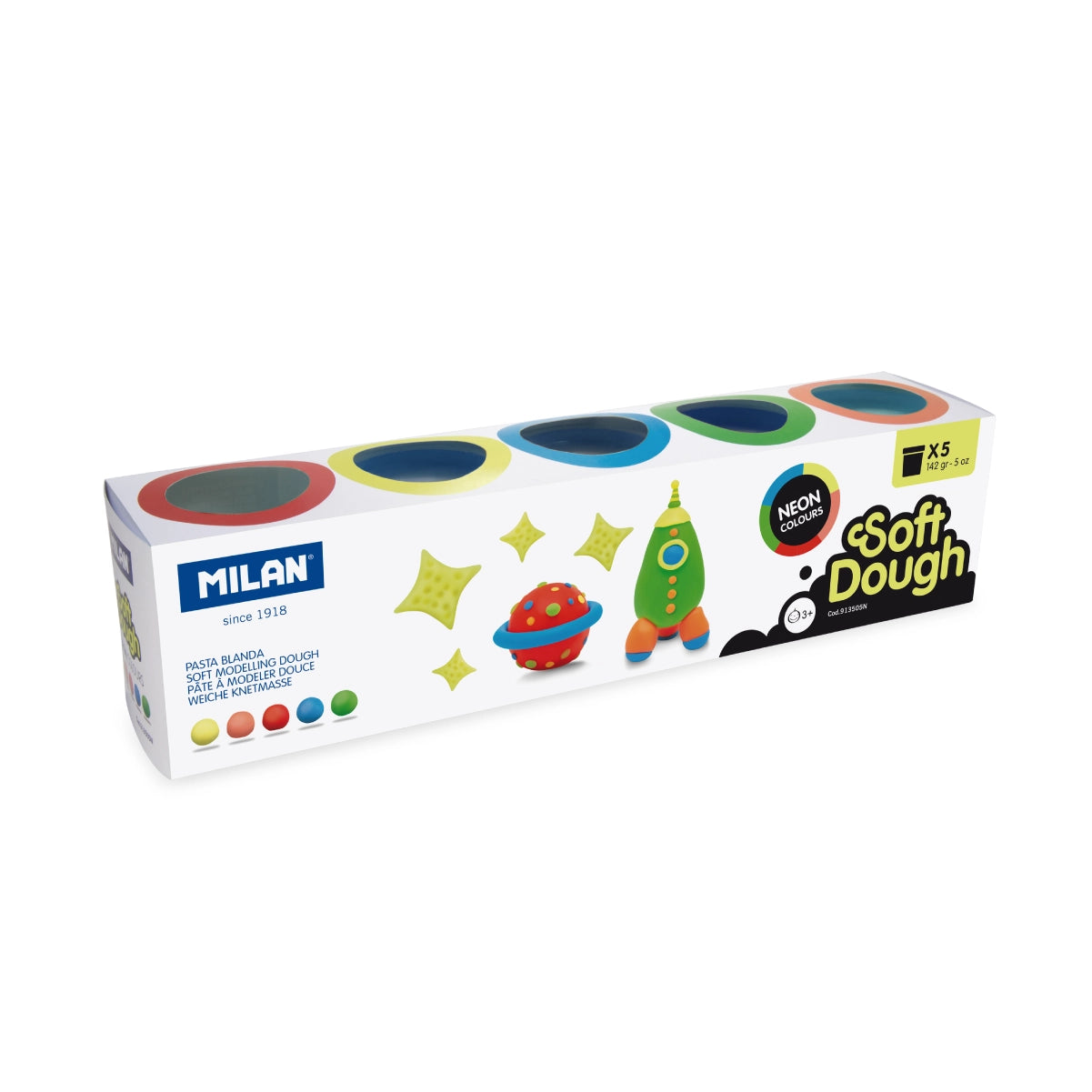 5 botes pasta de modelar Soft Dough, colores neon (142 g)
