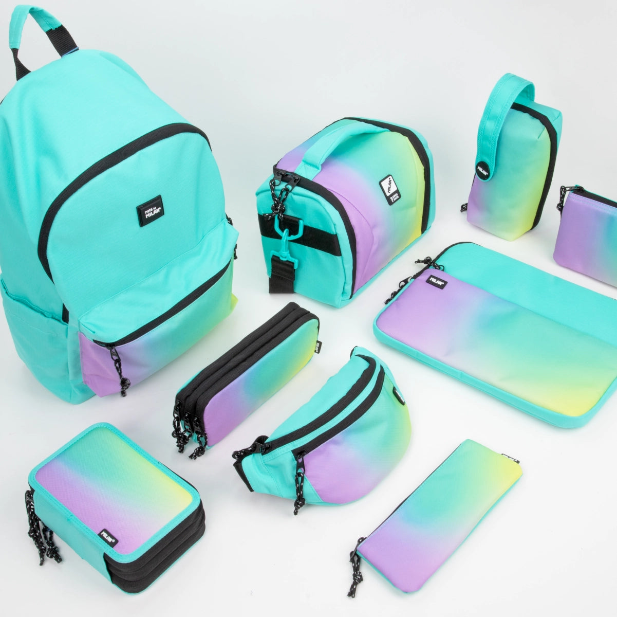 Kit de 4 estuches escolares con contenido, Sunset