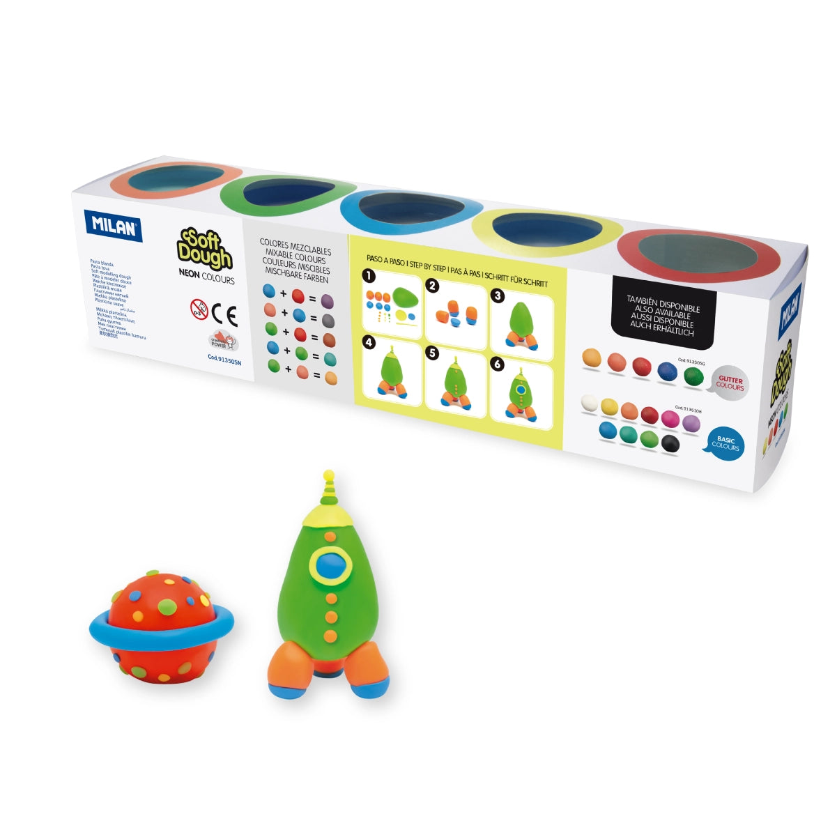5 botes pasta de modelar Soft Dough, colores neon (142 g)