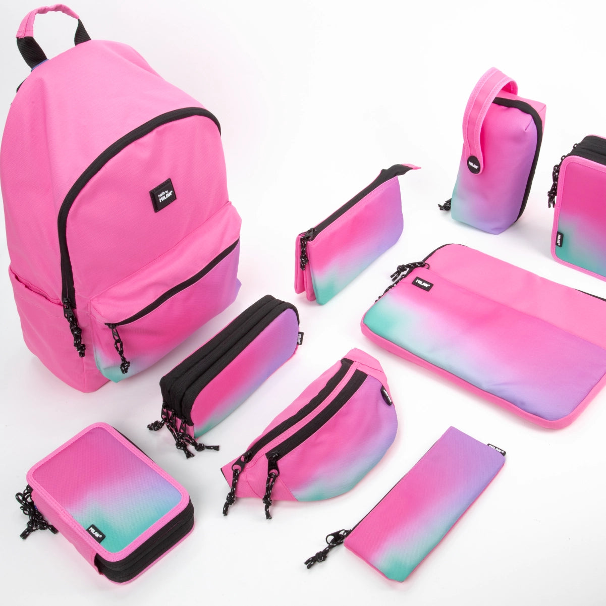 Estuche escolar triple con contenido, Sunset