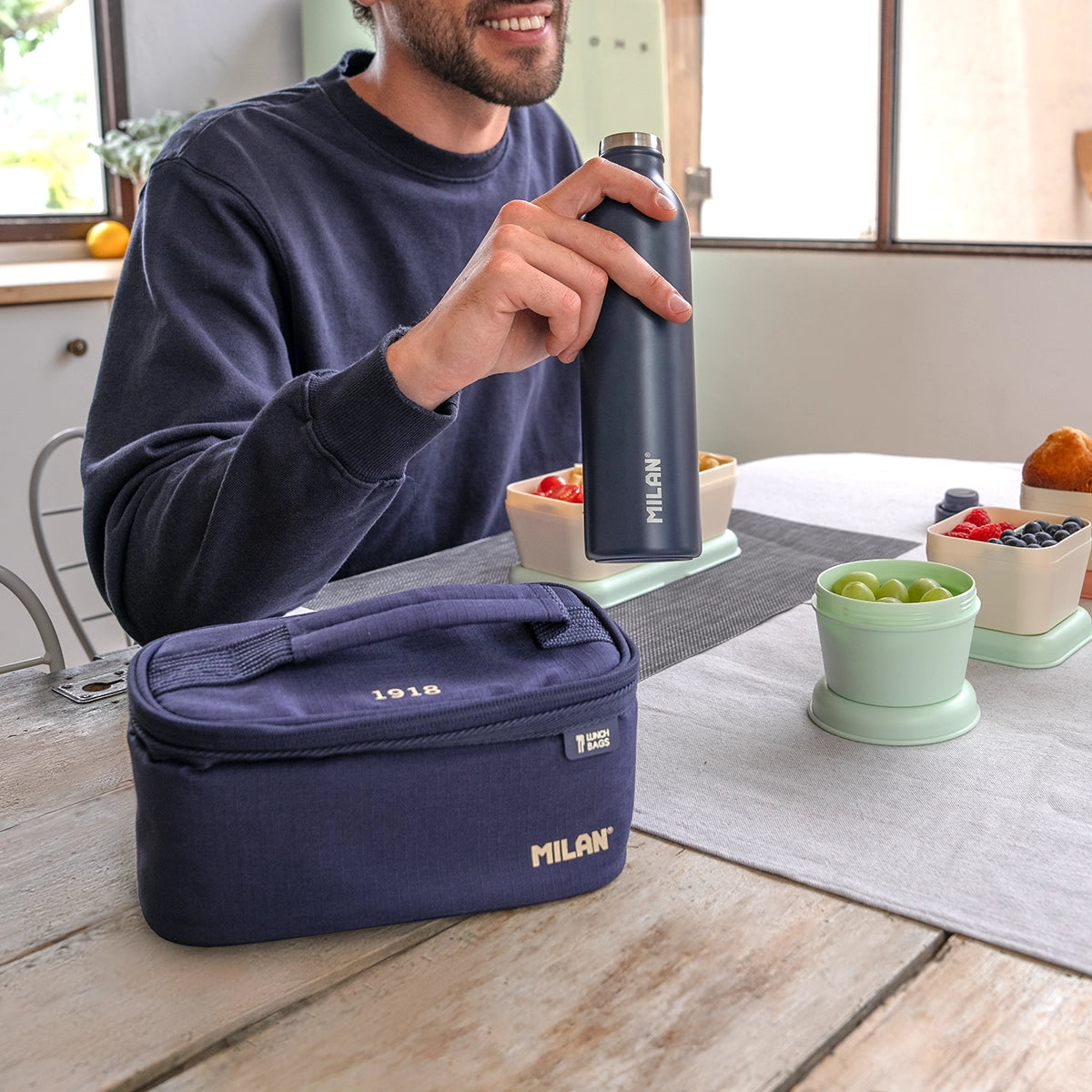 Bolsa isotérmica porta alimentos pequeña de 1,5 L con 1 fiambrera, 430 since 1918