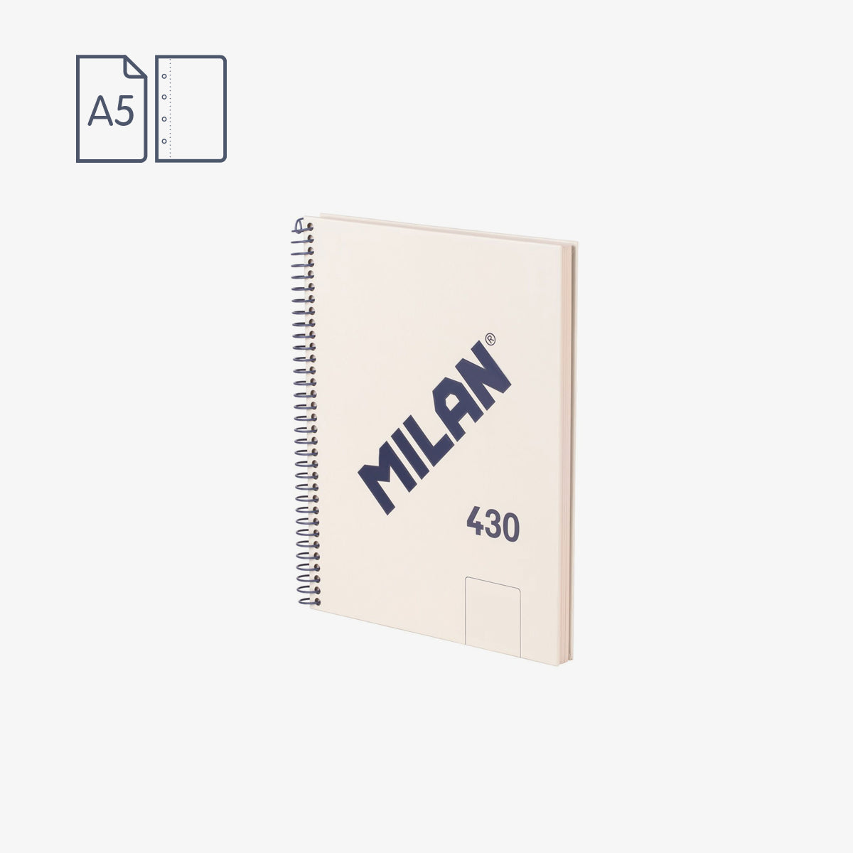Cuaderno A5 con espiral y tapa dura, 80 hojas papel liso de 95 gr/m², 430 since 1918