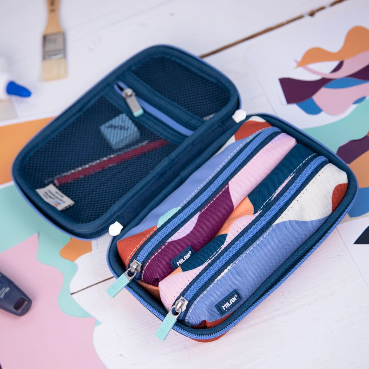 Kit de 2 estuches escolares semirrígidos con contenido, The Fun