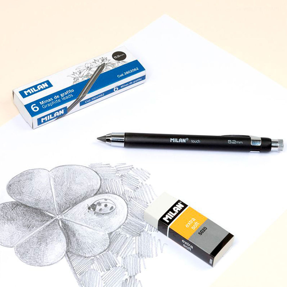 Portaminas profesional para dibujo con mina de 5,2 mm + 6 minas de recambio