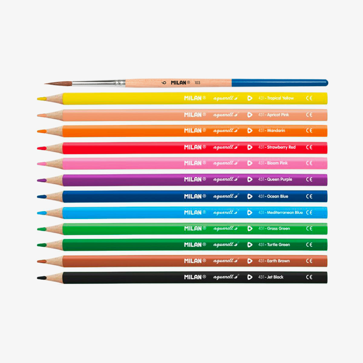 12 lápices acuarelables de colores con pincel