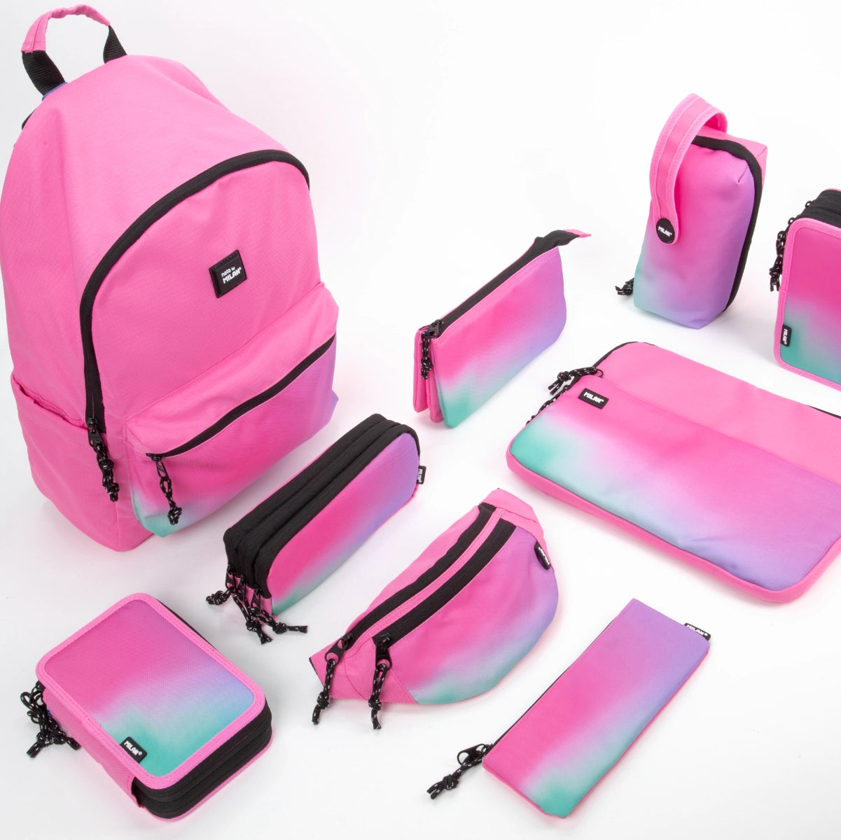 Kit de 4 estuches escolares con contenido, Sunset
