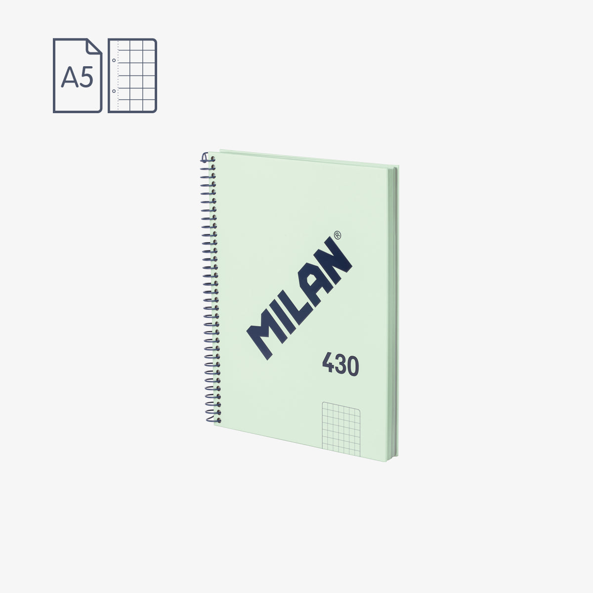 Cuaderno A5 con tapa dura, cuadrícula 5 x 5 mm, 80 hojas de 95 gr/m², 430 since 1918
