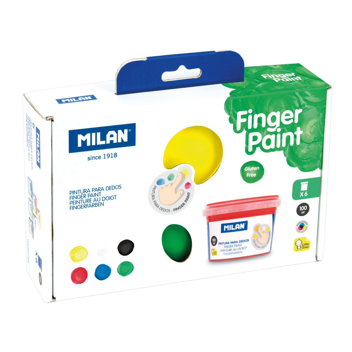 6 pinturas para dedos colores surtidos (caja 6 tarros 100 ml )