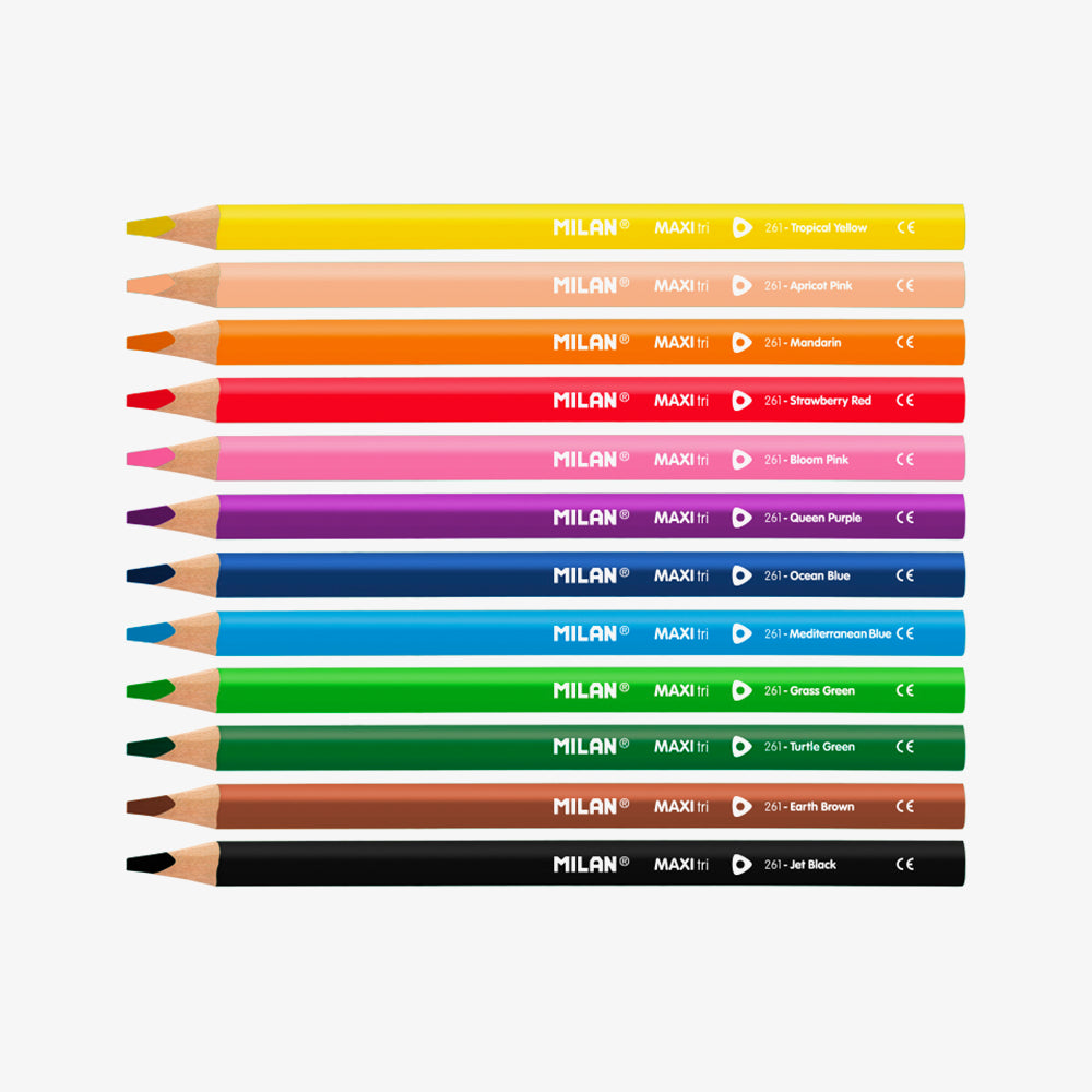 12 lápices de colores MAXI triangulares + sacapuntas