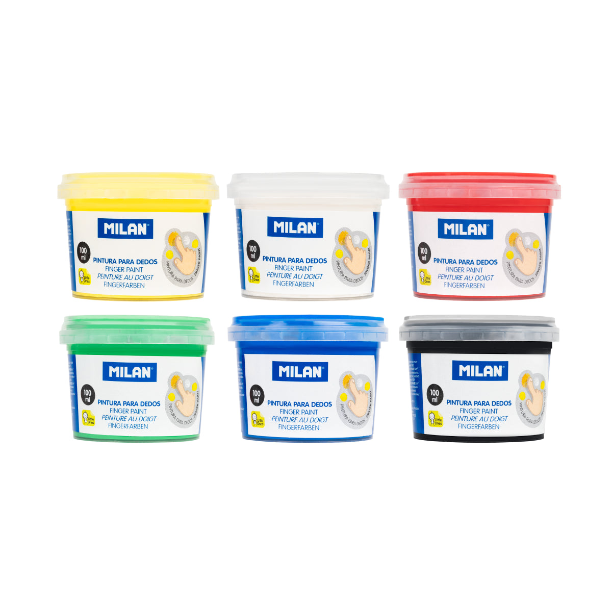 6 pinturas para dedos colores surtidos (caja 6 tarros 100 ml )
