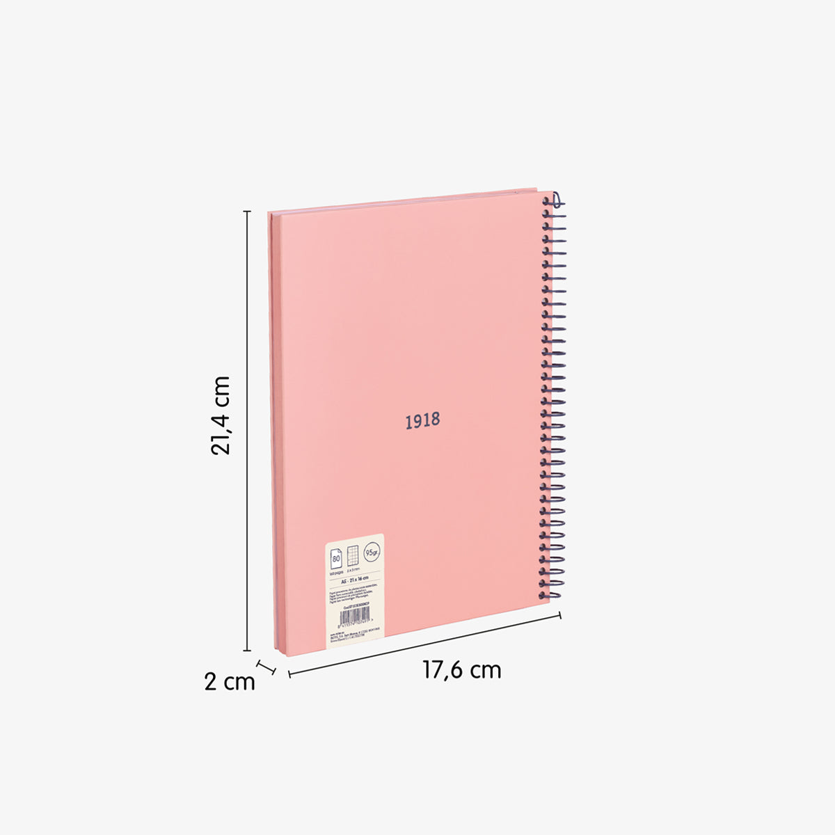 Cuaderno A5 con tapa dura, cuadrícula 5 x 5 mm, 80 hojas de 95 gr/m², 430 since 1918