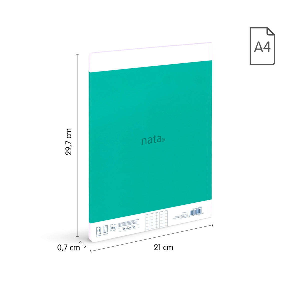 Pack 3 libretas A4 encoladas, papel cuadriculado, 48 hojas de 95 gr/m²,colección MILAN nata® 624 since 1918
