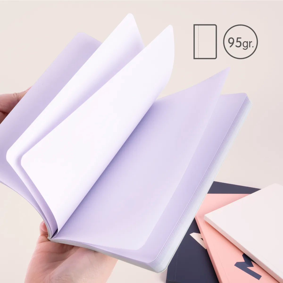 Pack 4 libretas A5 encoladas, 48 hojas blancas de 95 gr/m², colección 430 since 1918