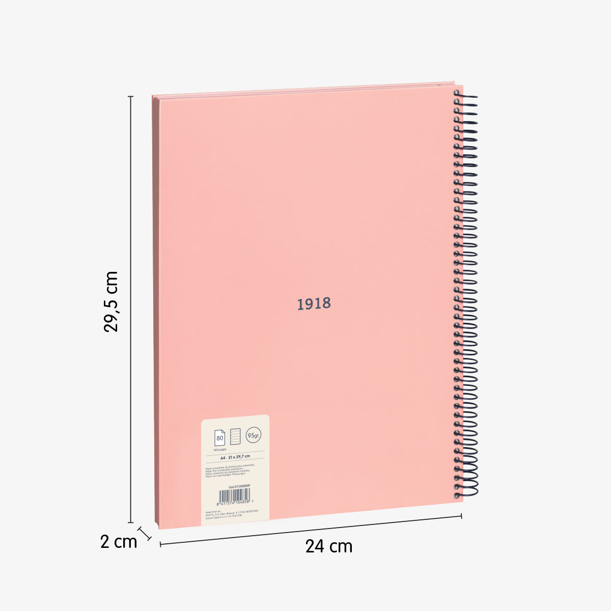 Cuaderno A4 con tapa dura, pauta a líneas 7 mm, 120 hojas de 95 gr/m², 430 since 1918