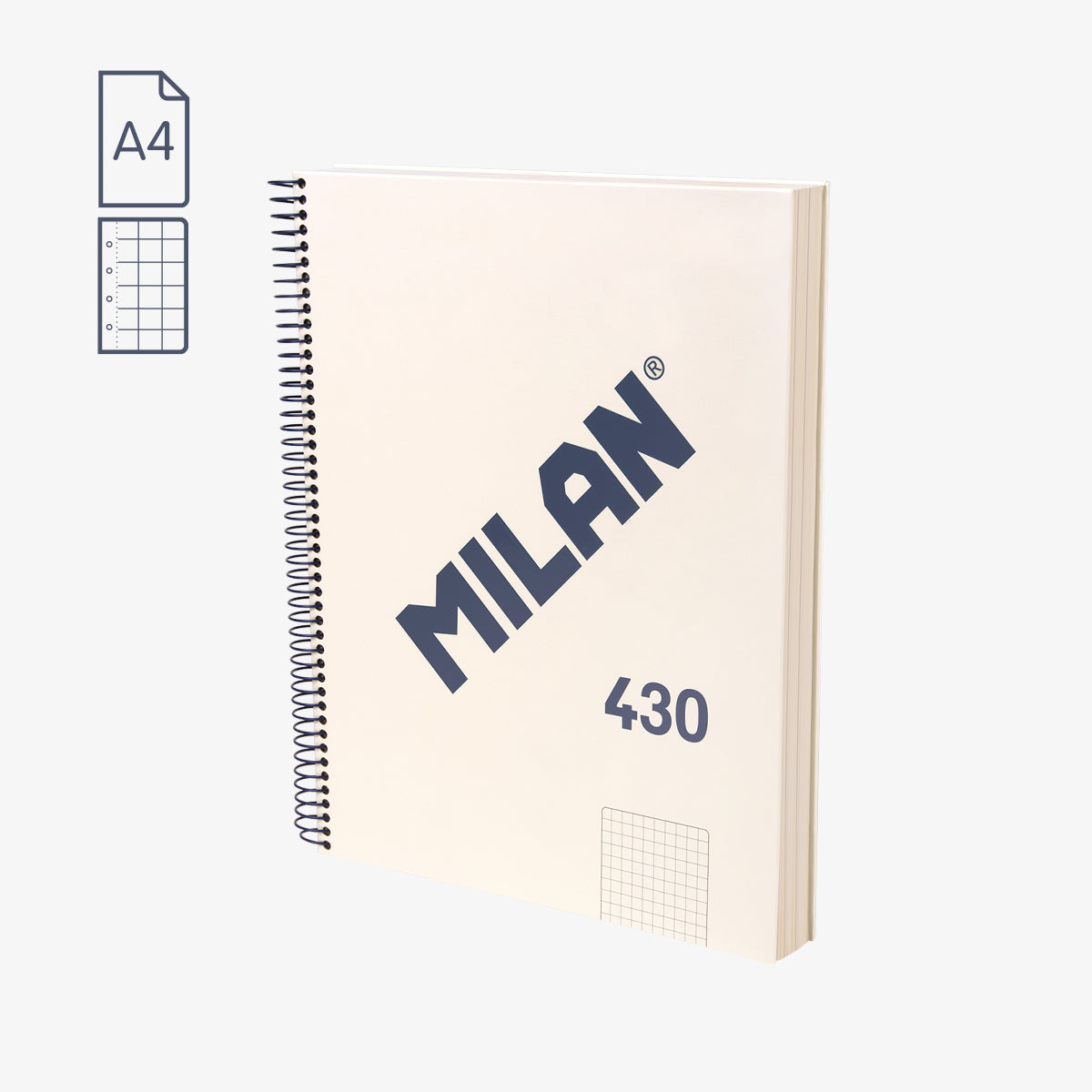 Llibreta A4 amb espiral i tapa dura, quadrícula 5 x 5 mm, 80 fulls de 95 gr/m², 430 since 1918