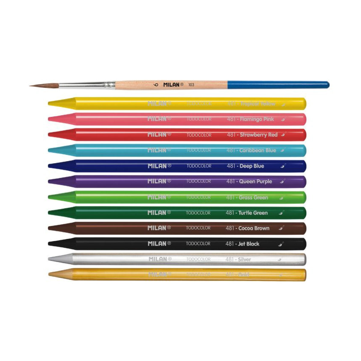 12 lápices de colores acuarelables todo mina + pincel, en caja metálica
