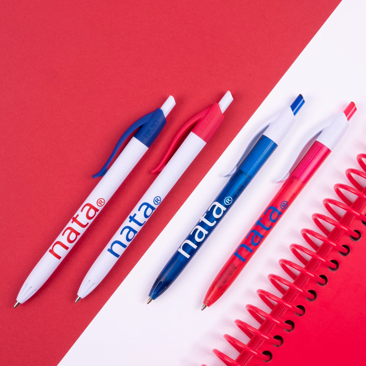 4 bolígrafos P1 tinta azul, MILAN nata® 624