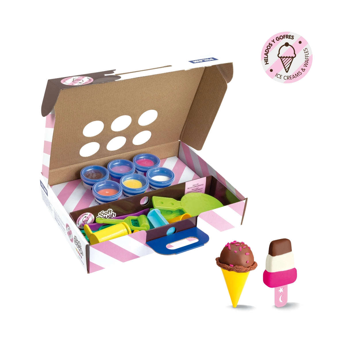 Kit Soft Dough de pasta blanda con herramientas 'Helados y gofres'