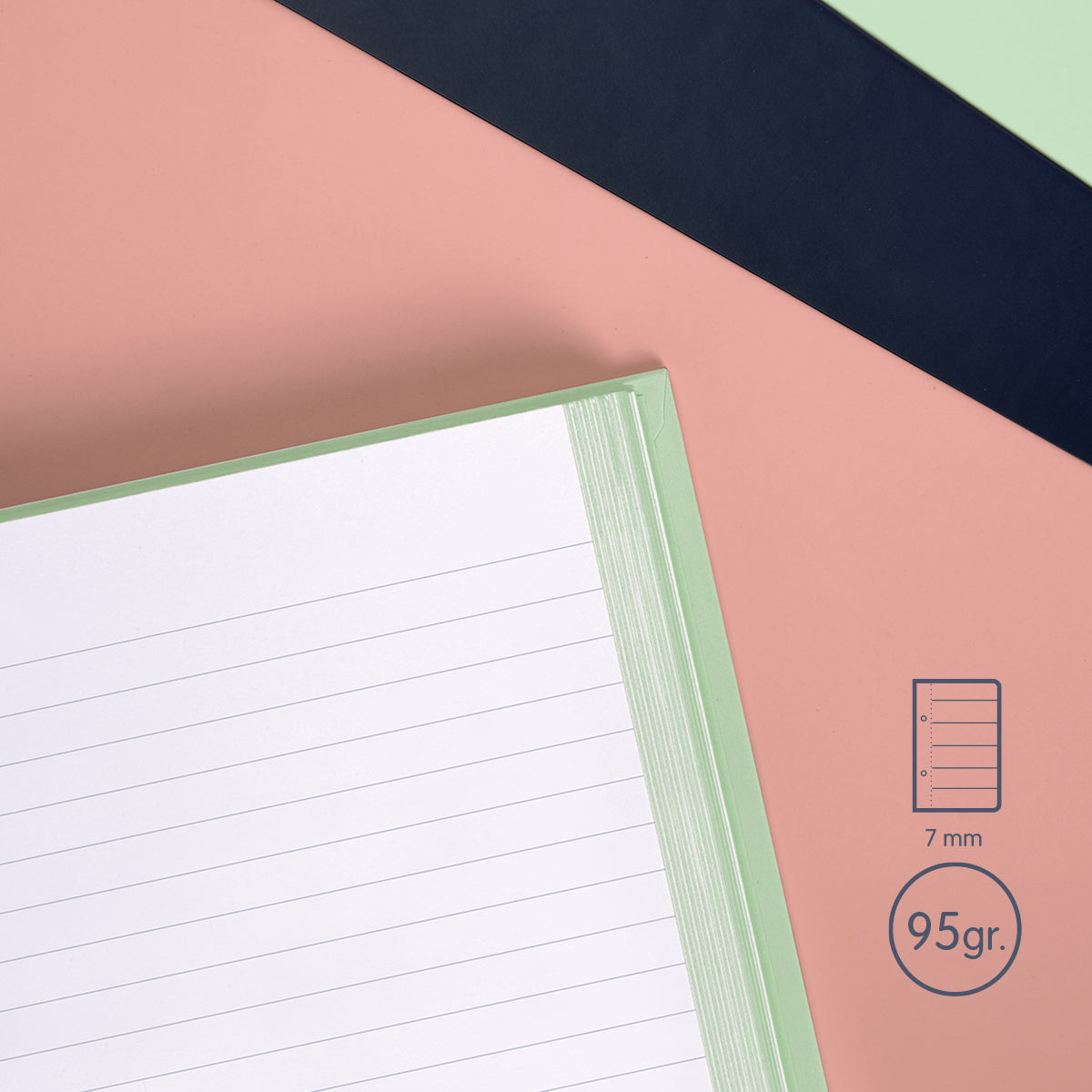 Cuaderno A5 con tapa dura, pauta a líneas 7 mm, 80 hojas de 95 gr/m², 430 since 1918