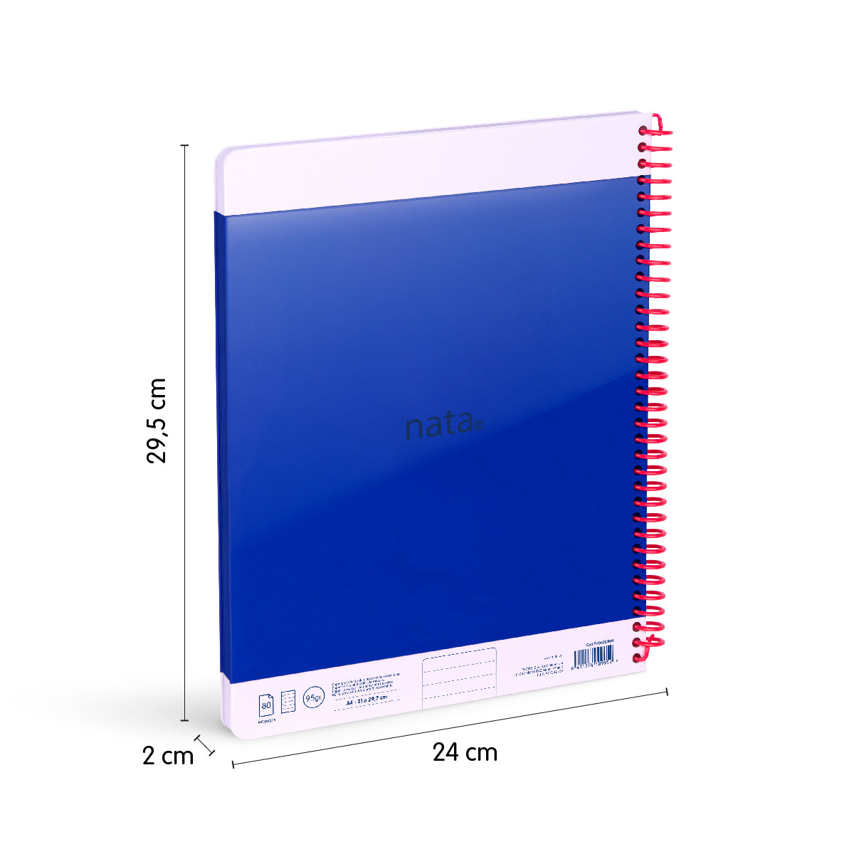 Cuaderno A4 tapa dura, papel a líneas (7 mm), 80 hojas de 95 gr/m², nata® 624 since 1918