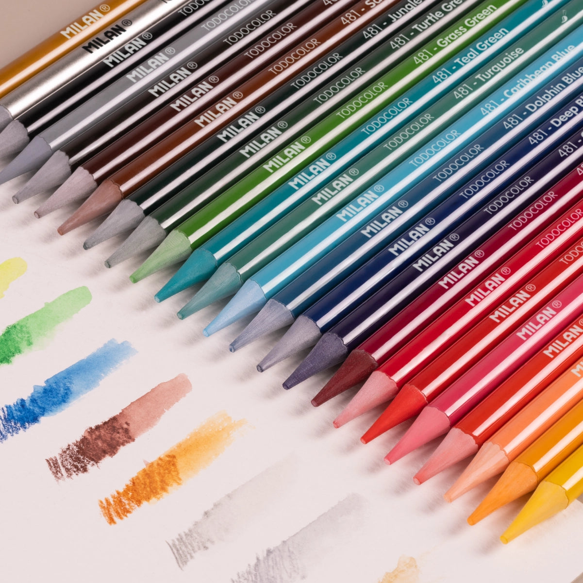 24 lápices de colores acuarelables todo mina + pincel, en caja metálica