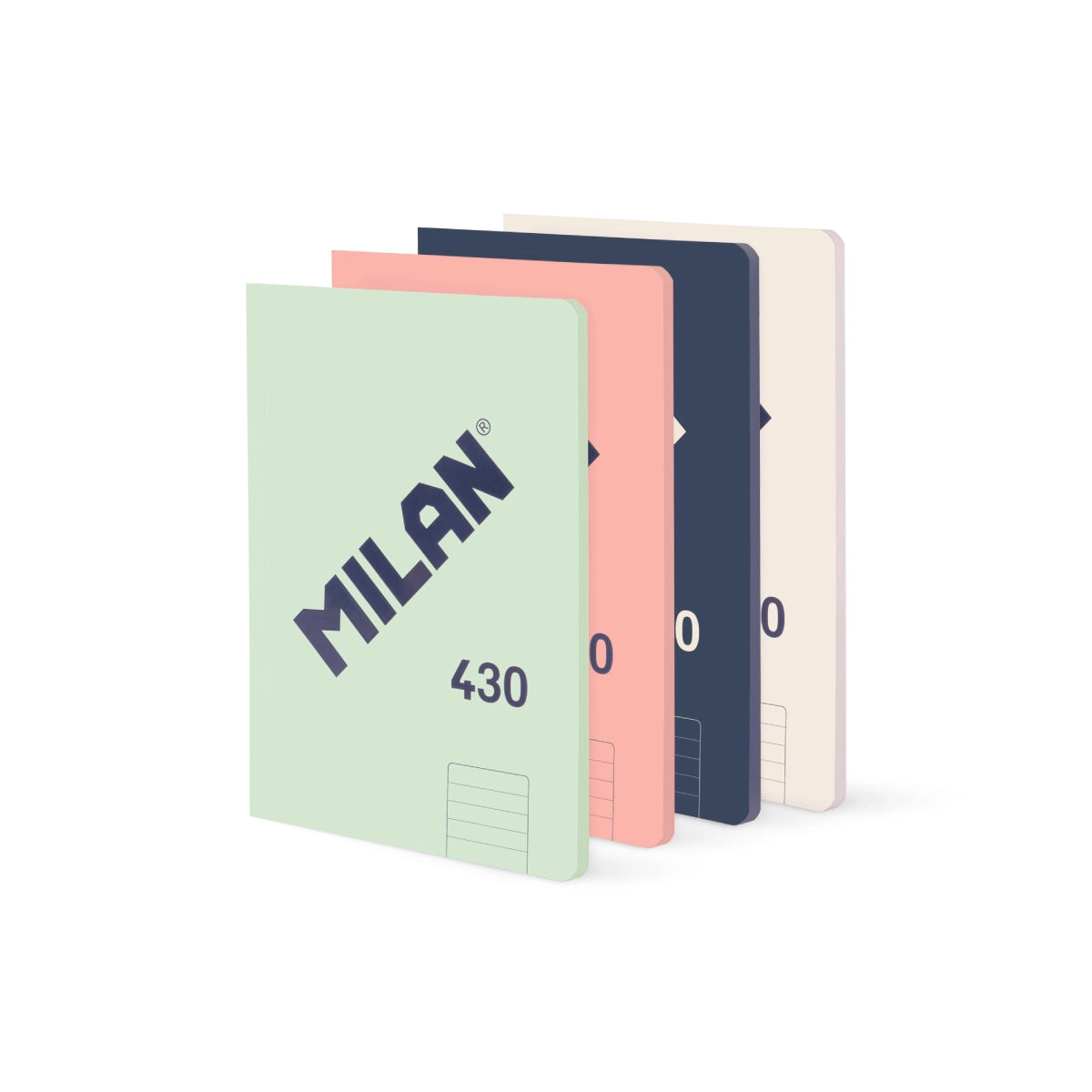 Pack 4 libretas A5 encoladas, papel a líneas (7 mm), 48 hojas de 95 gr/m², colección 430 since 1918