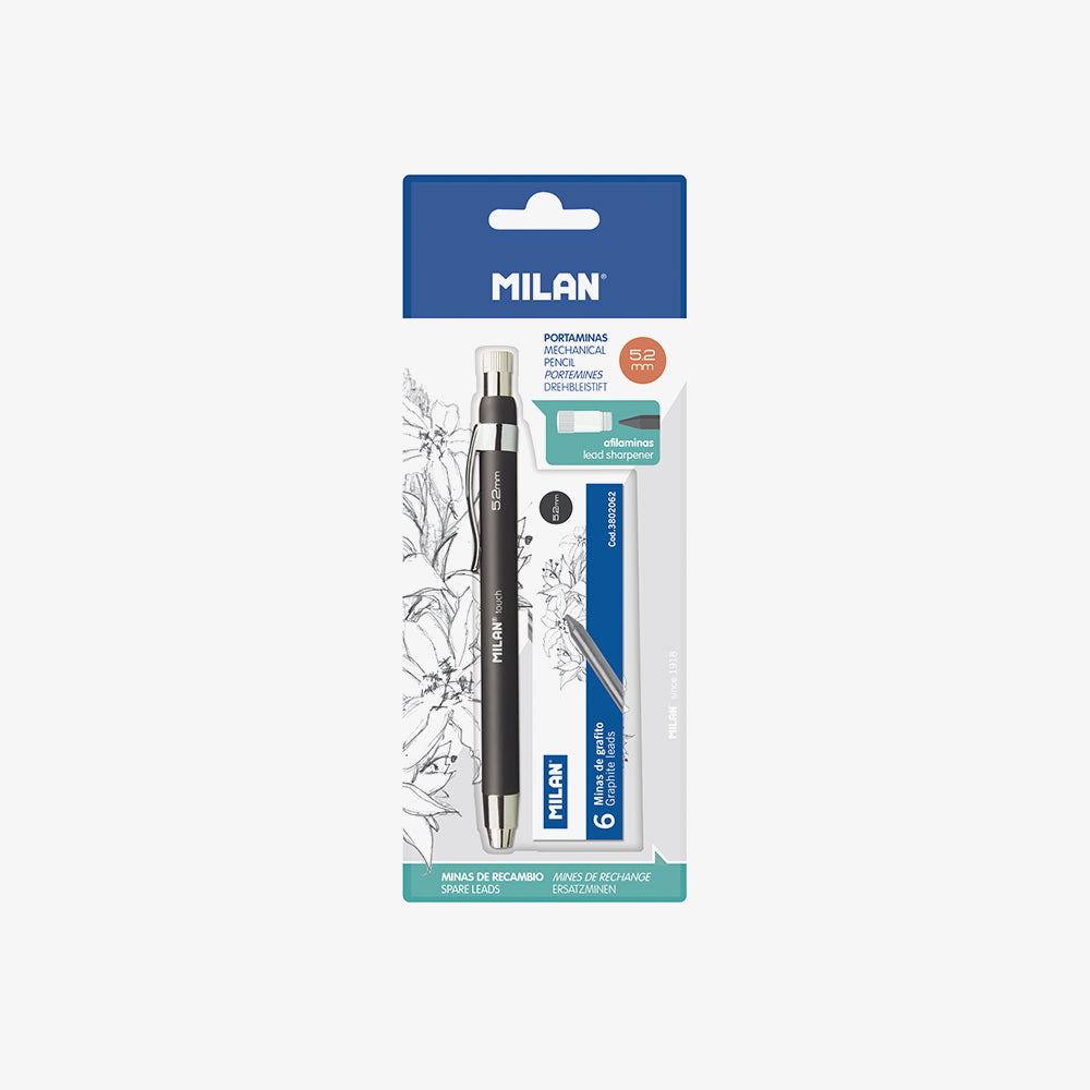 Portaminas profesional para dibujo con mina de 5,2 mm + 6 minas de recambio
