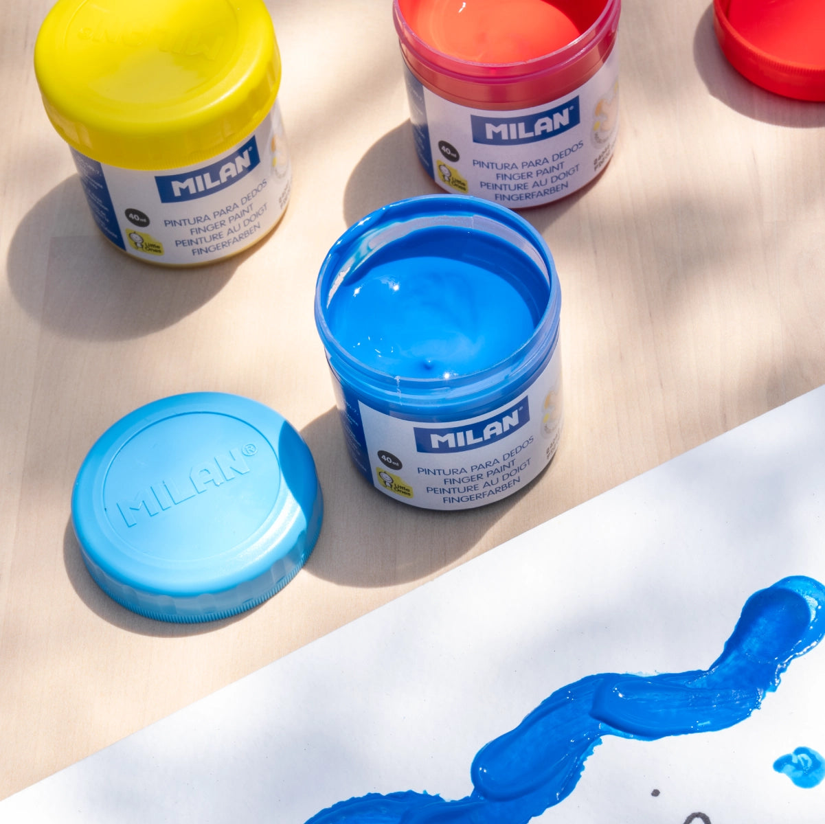 6 pinturas para dedos de colores (caja 6 tarros de 40 ml)