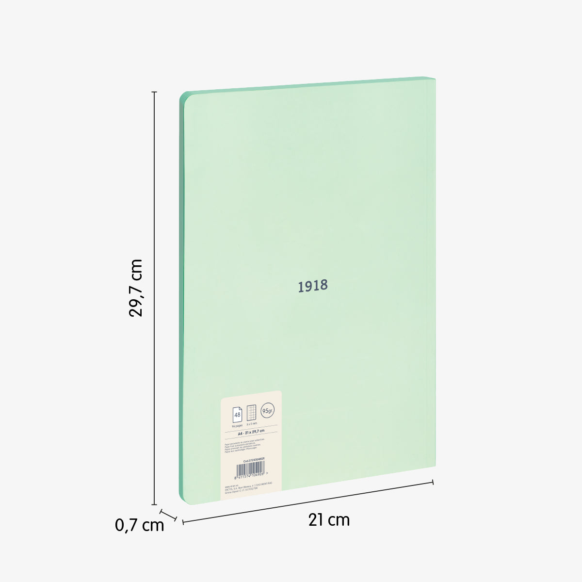 Libretas A4 encoladas, papel cuadriculado 5 x 5 mm, 48 hojas de 95 gr/m², colección 430 since 1918 (pack 4 unidades)
