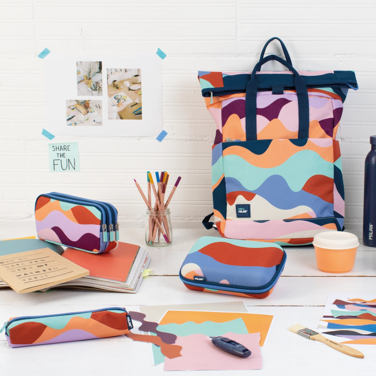 Kit de 2 estuches escolares semirrígidos con contenido, The Fun