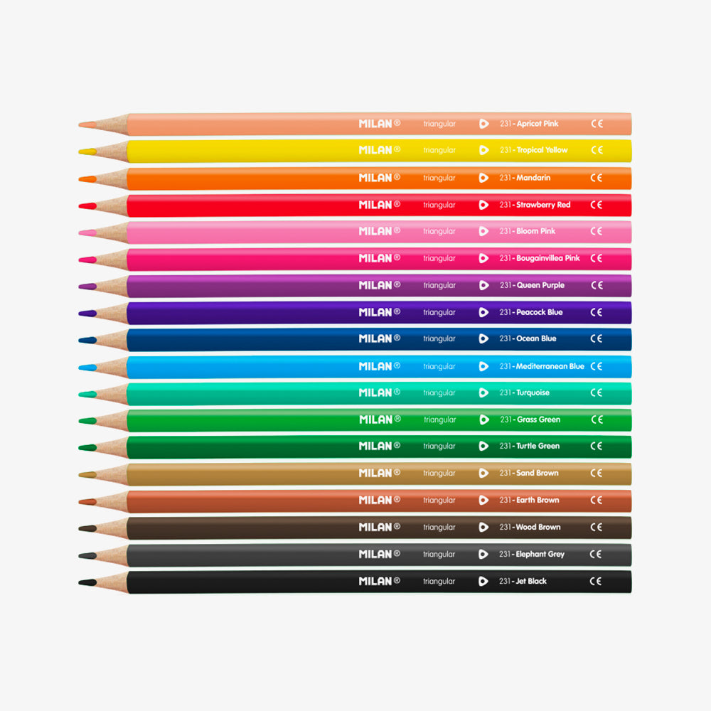 18 lápices de colores triangulares