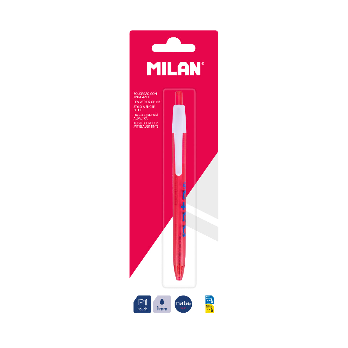 Bolígrafo P1 tinta azul, MILAN nata® 624