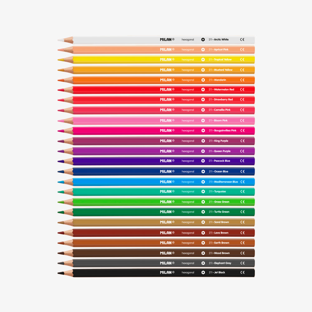 24 llapis de colors hexagonals