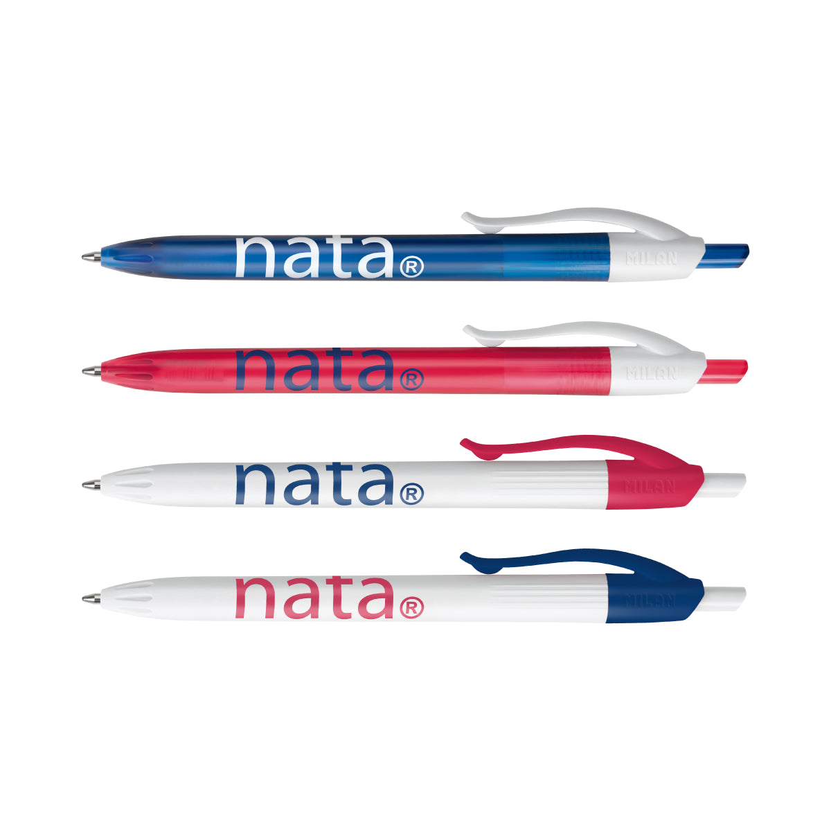 4 bolígrafs P1 tinta blava, MILAN nata® 624