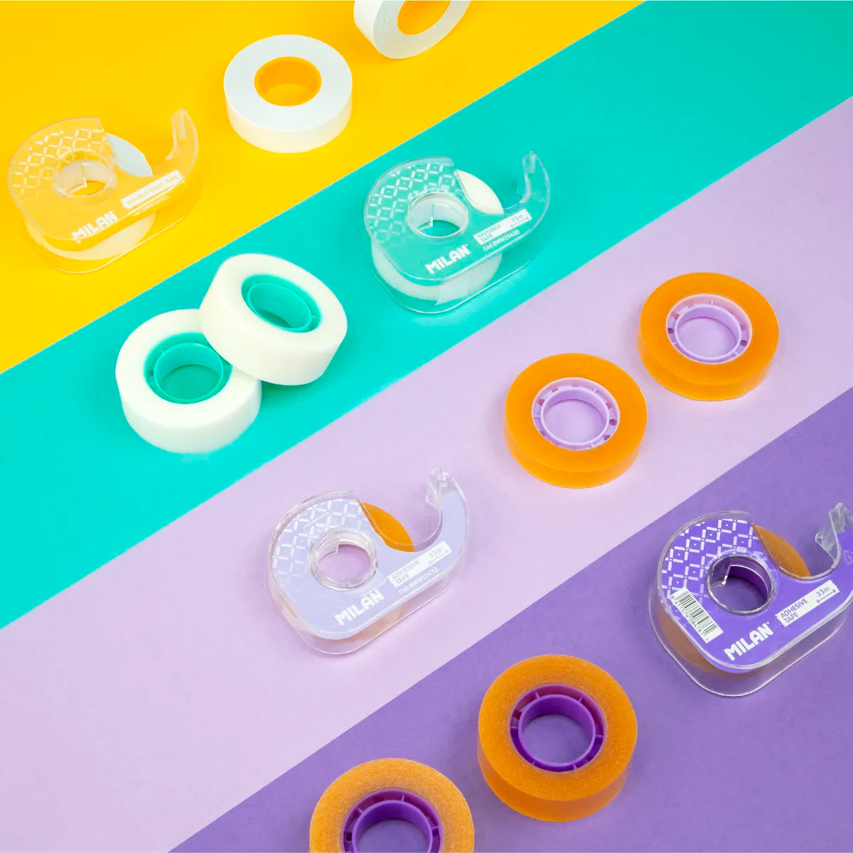 2 cintes adhesives transparents brillants 19 mm