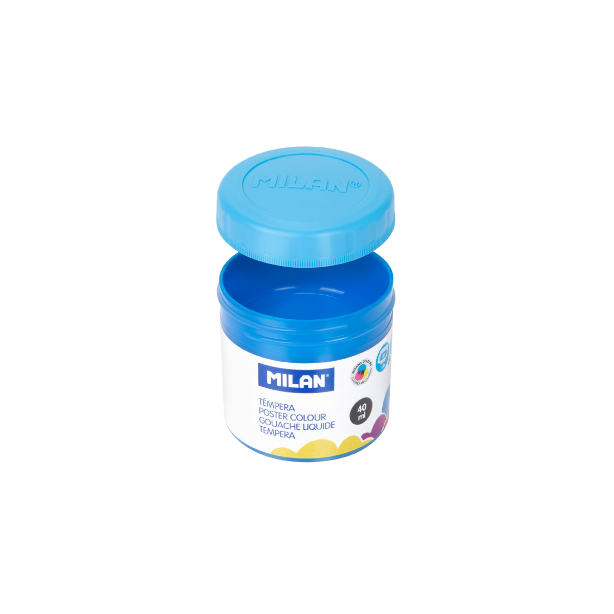 12 pinturas témpera colores surtidos con pincel (caja 12 tarros 40 ml)