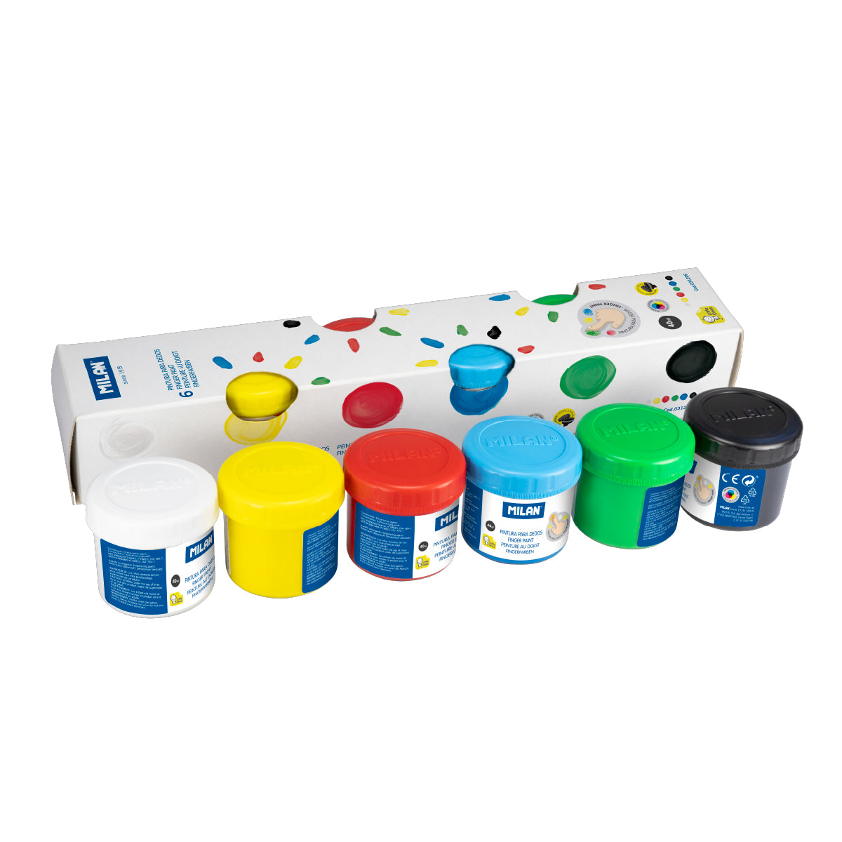 6 pinturas para dedos de colores (caja 6 tarros de 40 ml)