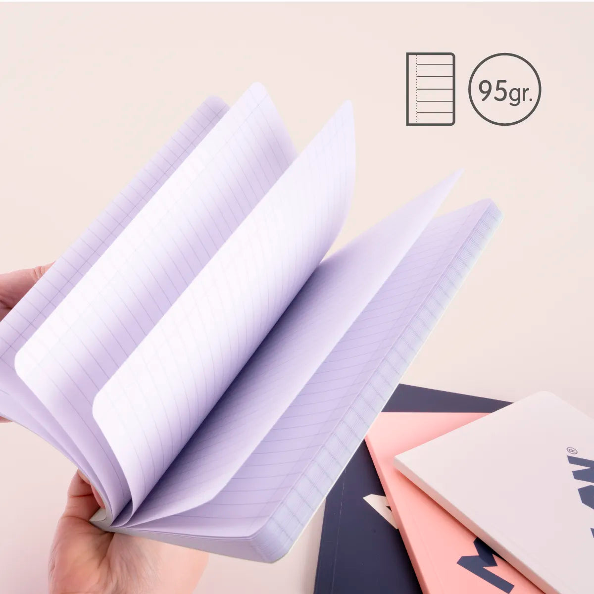 Libreta A5 encolada, papel a líneas, 48 hojas de 95 gr/m², 430 since 1918