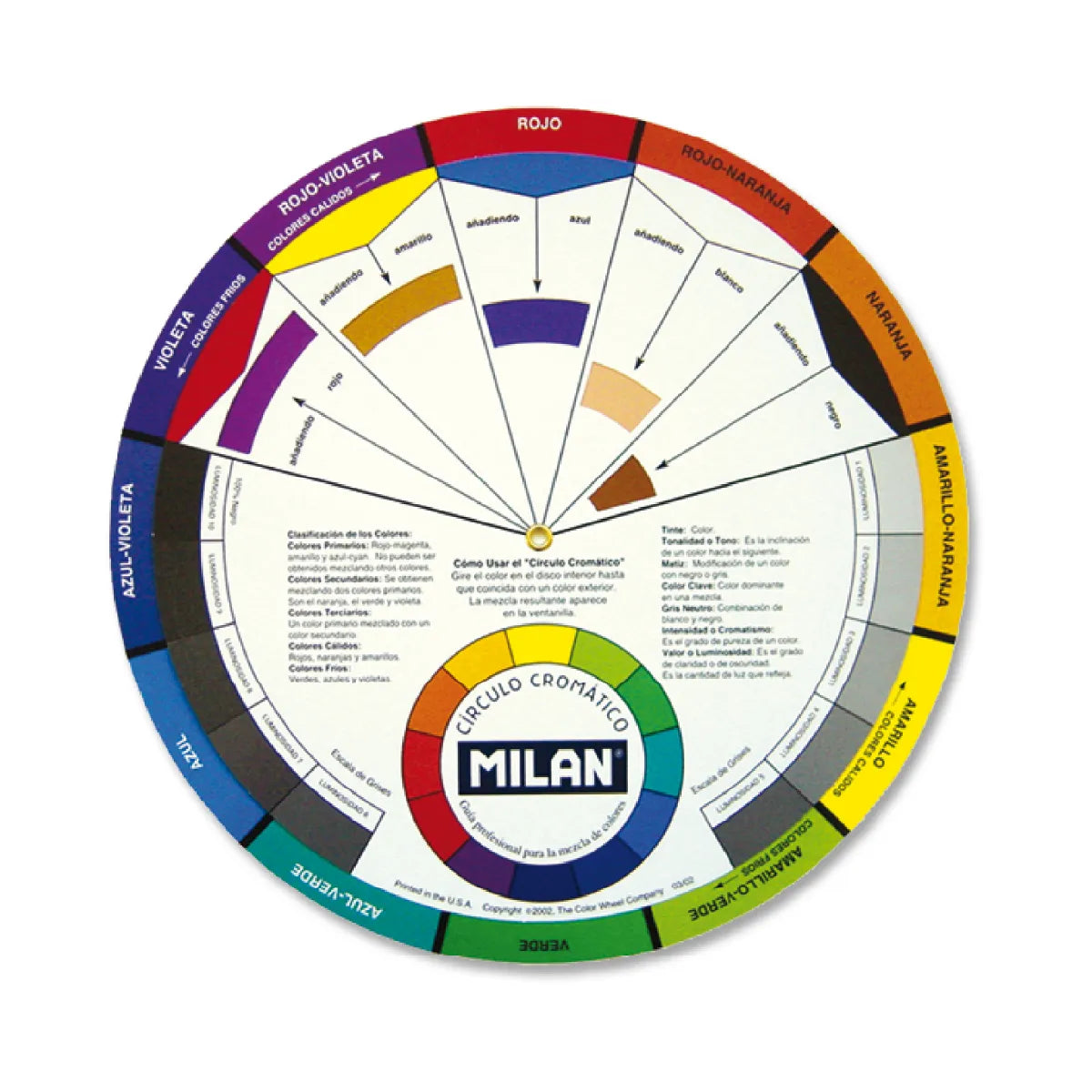 Círculo cromático pedagógico para las mezclas de colores