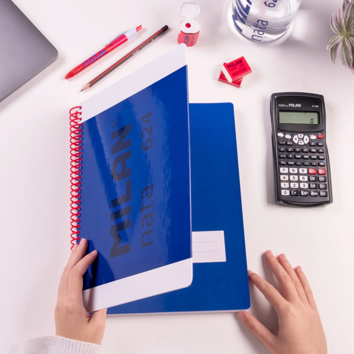 Pack 3 cuadernos A4 con espiral y tapa dura, 80 hojas blancas de 95 gr/m², colección MILAN nata® 624 since 1918