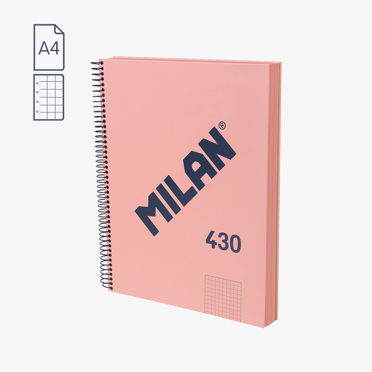 Llibreta A4 amb espiral i tapa dura, quadrícula 5 x 5 mm, 80 fulls de 95 gr/m², 430 since 1918