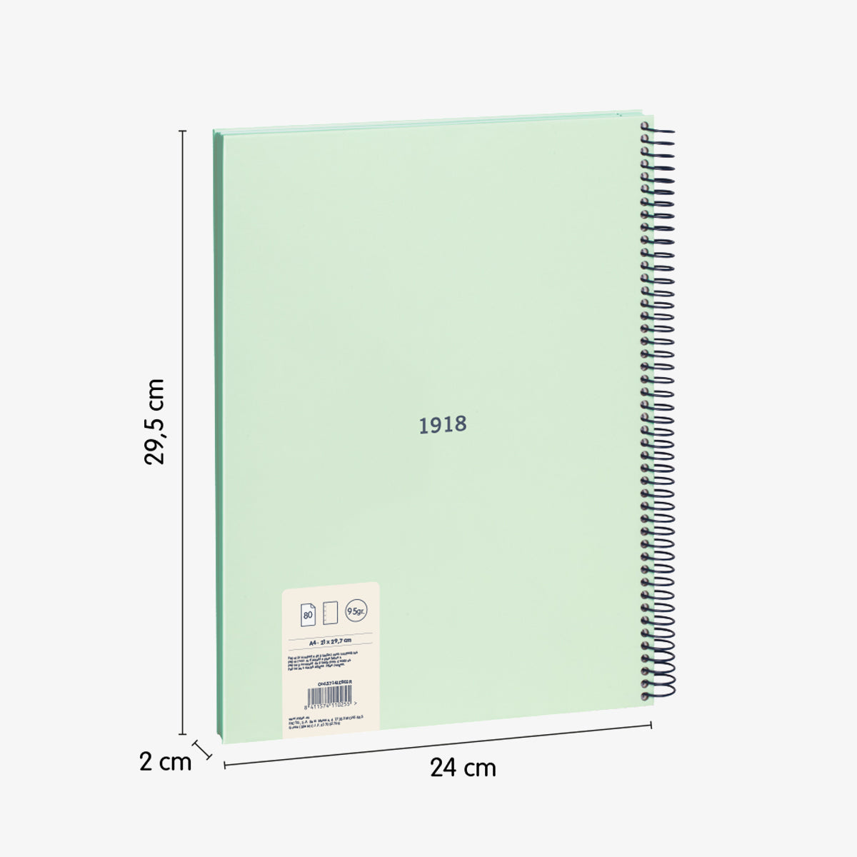 Cuaderno A4 con espiral y tapa dura, 80 hojas papel liso de 95 gr/m², 430 since 1918