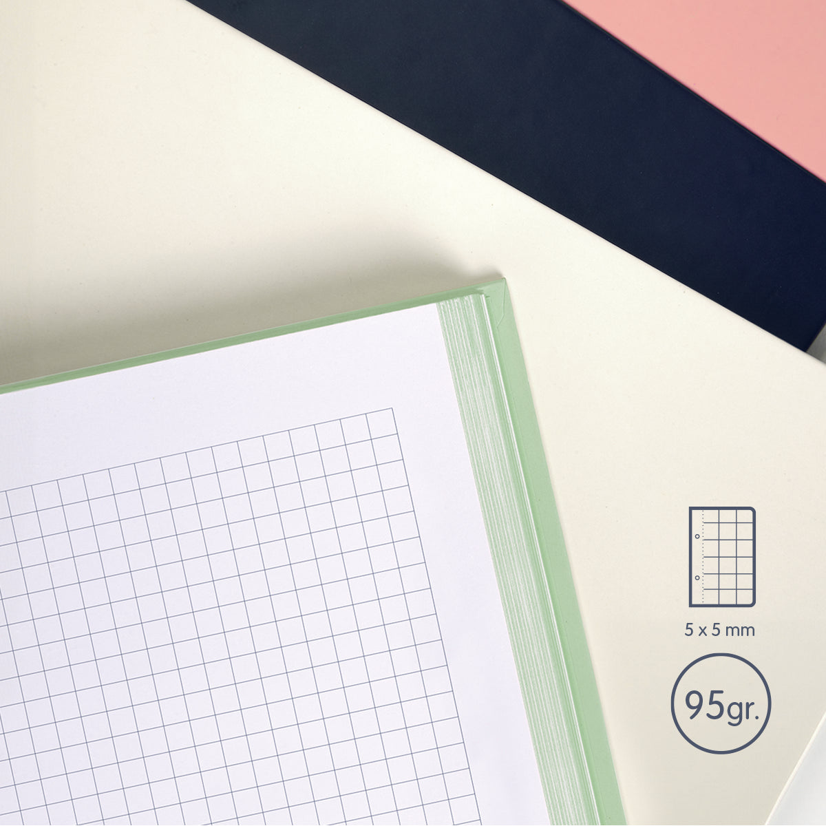 Cuaderno A5 con tapa dura, cuadrícula 5 x 5 mm, 80 hojas de 95 gr/m², 430 since 1918