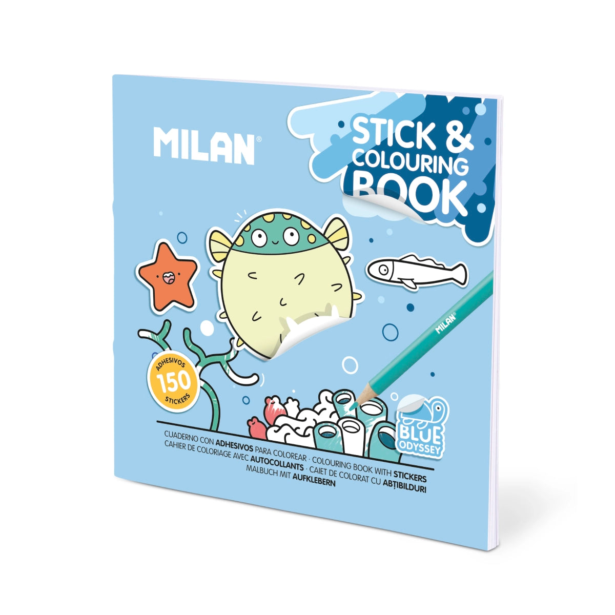 Cuaderno con adhesivos para colorear 'Blue odissey'