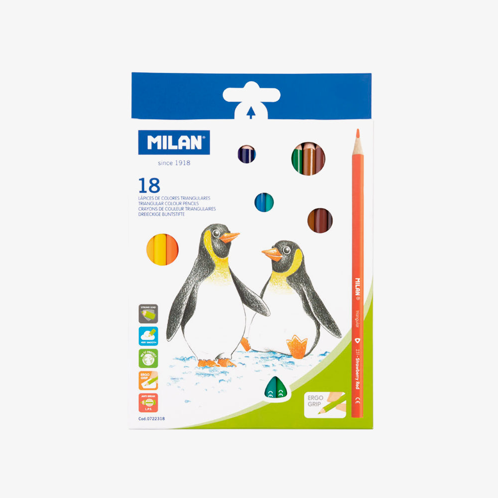 18 lápices de colores triangulares