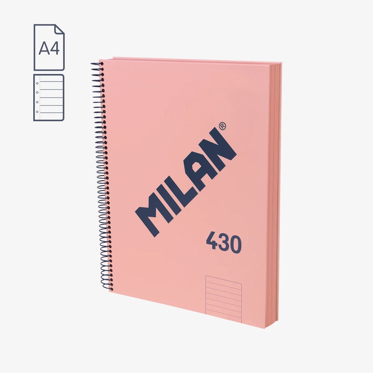 Cuaderno A4 con tapa dura, pauta a líneas 7 mm, 120 hojas de 95 gr/m², 430 since 1918