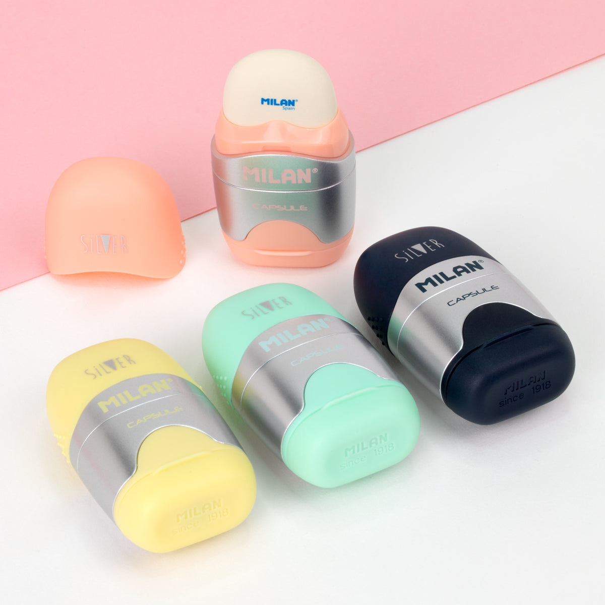 Afilaborra con 2 gomas de recambio, Silver